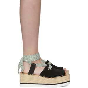 See by Chloe Shoes NIB Black Amber Platform Espadrilles in Black